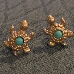 Sterling and Turquoise Turtle Earrings